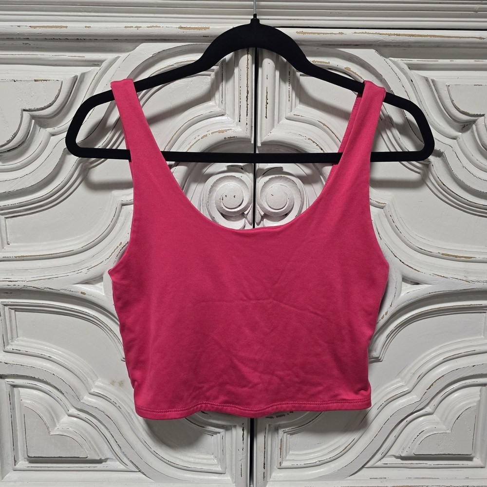 Women's Scoop Neck Crop Tank Top - Hot Pink